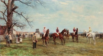 horse cats Painting - The start of the Catterick Steeplechase Heywood Hardy horse riding sport